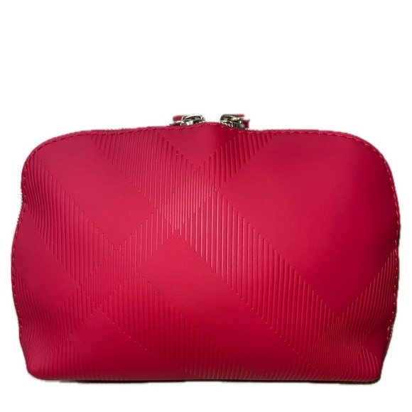 Burberry Cosmetic Travel Beauty Bag, Red, Gold-tone Double Zippers, NWOT - Picture 5 of 8
